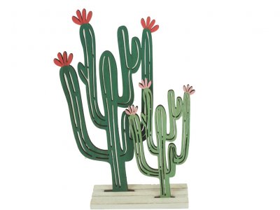 Holz-Gruppe Kaktus 30x17cm grün/ · 2198-28
