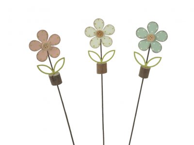 Metall-Blume a. Stab 10x47cm sort. · 2349-48