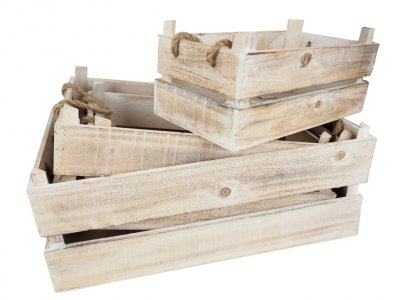 Holz-Kiste flach Set4 54+48+42+35cm · 2392-15