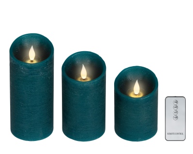 LED-Kerze Set3 indoor petrol/warmweiß · 480745