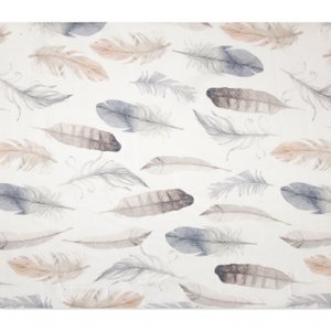 Baumwollstoff Dekostoff – Federn-Muster In Altrosa, 1 M (Breite 145 Cm, 120 G/m²)