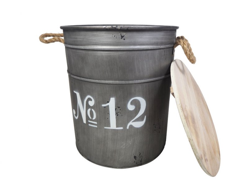 Blechtonne Trash No.12 m. Holzdeckel · 203512