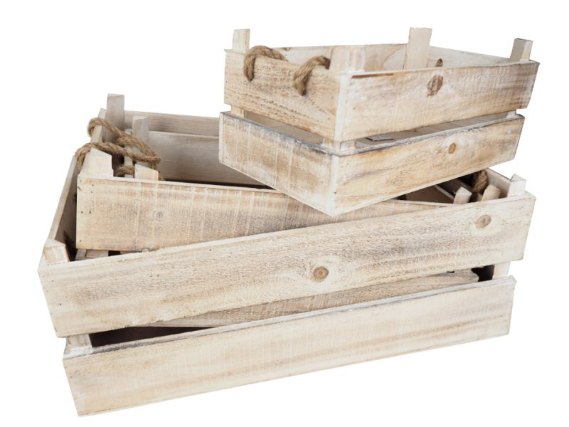 Holz-Kiste flach Set4 54+48+42+35cm · 2392-15