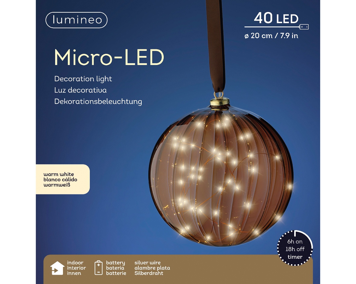 LED-Kugel mit Band D20cm 40L braun · 487590