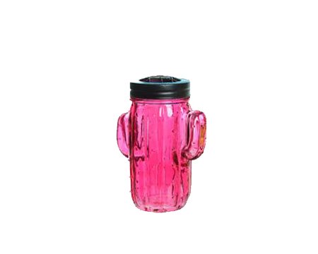 Glas-Vase Kaktus m. Deckel pink  865496-1