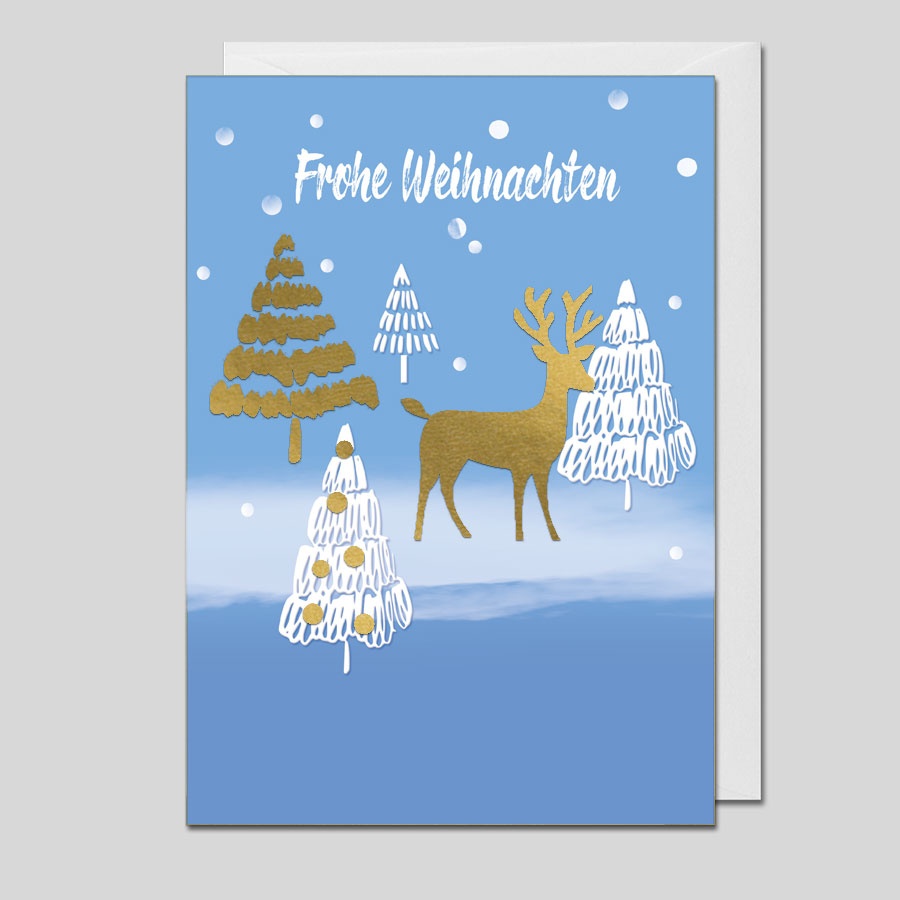 Piccadilly Greetings Weihnachtskarte „Neffe & Ehefrau“ Mit Hirsch-Motiv – 20,3 X 15,2 Cm, Inkl. Umschlag, Made In UK